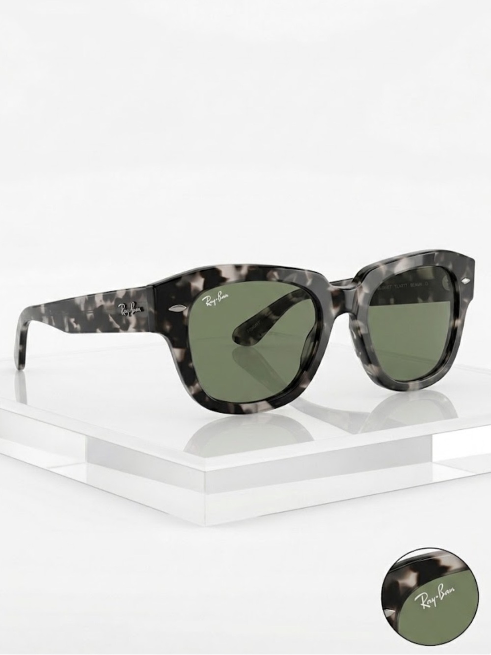 Ray-Ban ‘State Street’ Women's Tortoiseshell Sunglasses with Green Lenses